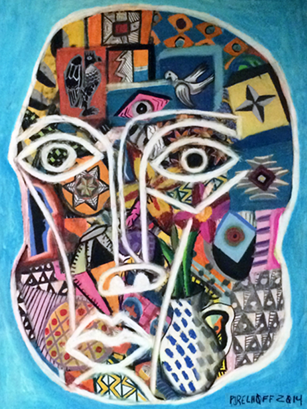 Mask-Collage #3 (2014)-38.5x48-Pastel-on-Musuem-Board-By-Joseph-Parelhoff-1